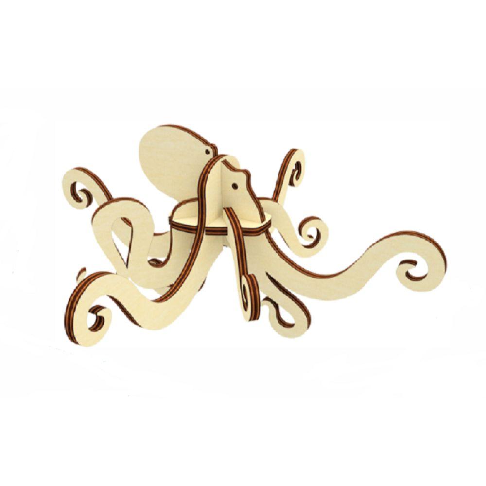 Basic Shape Octopus MDF Cutout Swirled Tentacles - Unfinished For DIY