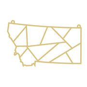 Faux Stained Glass Laser Cut Montana State MDF Cutout Geometric Mosaic - Unfinished For DIY