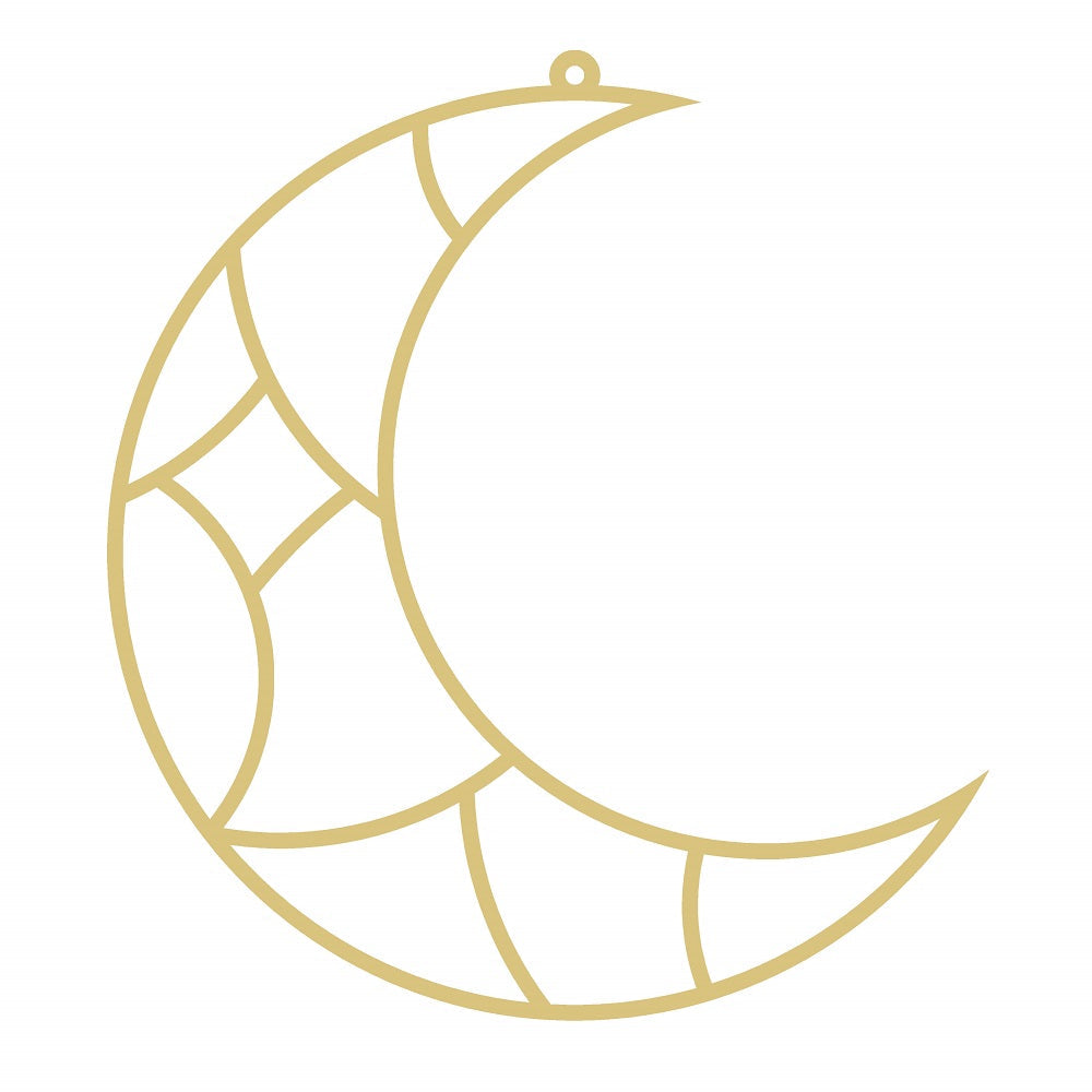Faux Stained Glass Laser Cut Crescent Moon MDF Cutout Moon Mosaic Pattern - Unfinished For DIY