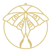 Faux Stained Glass Laser Cut MDF Cutout Round Moth Silhouette - Unfinished For DIY