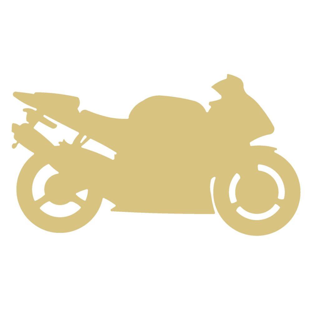 Basic Shape Motorcycle MDF Cutout Silhouette Style 5 - Unfinished For DIY