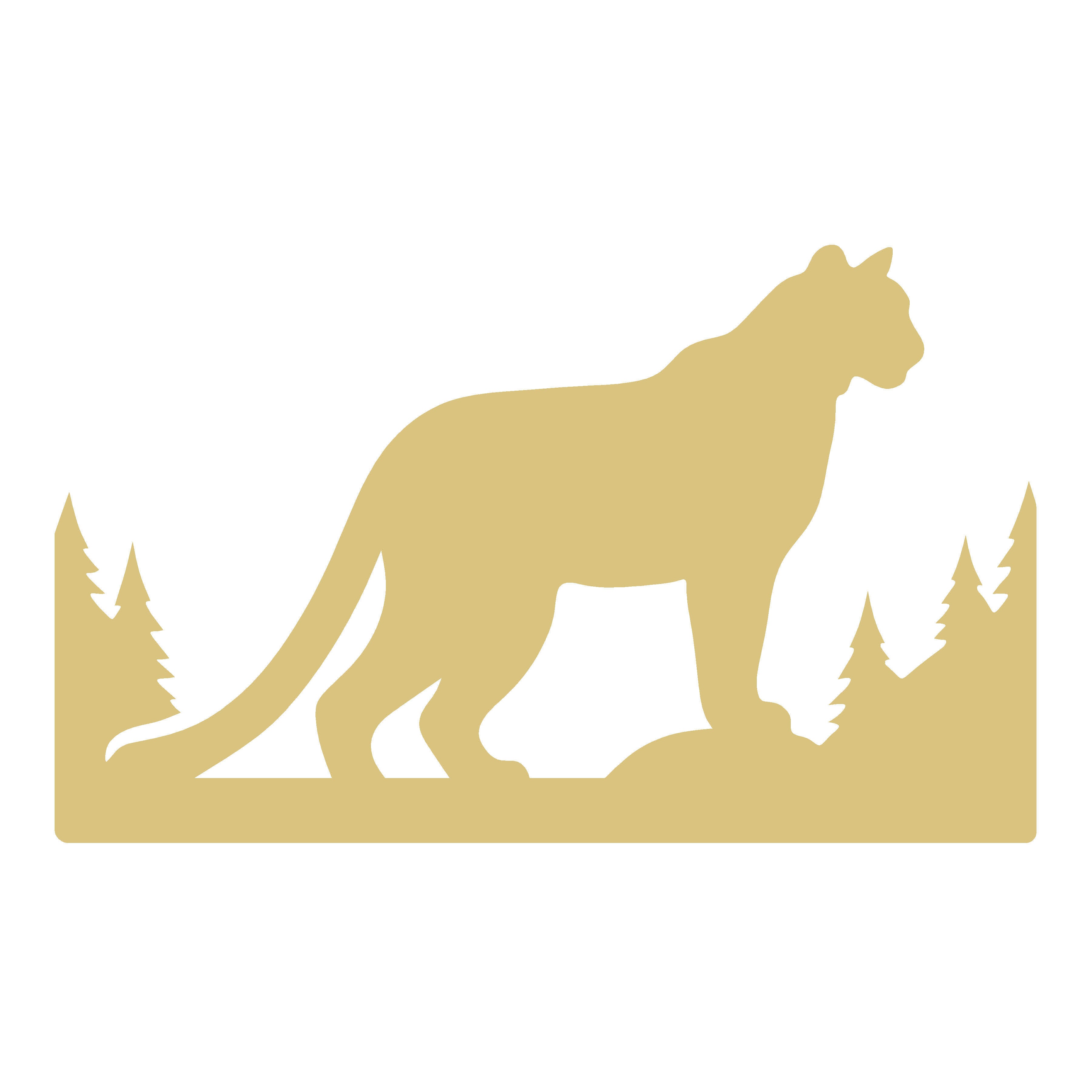 Basic ShapeMountain Lion  MDF Cutout -With Trees Silhouette- Unfinished For DIY
