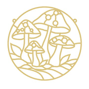 Faux Stained Glass Mushrooms MDF Cutout Frame - Unfinished For DIY