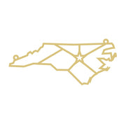 Faux Stained Glass Laser Cut North Carolina State MDF Cutout Geometric Line Art Inside Outline With Star Accent - Unfinished For DIY