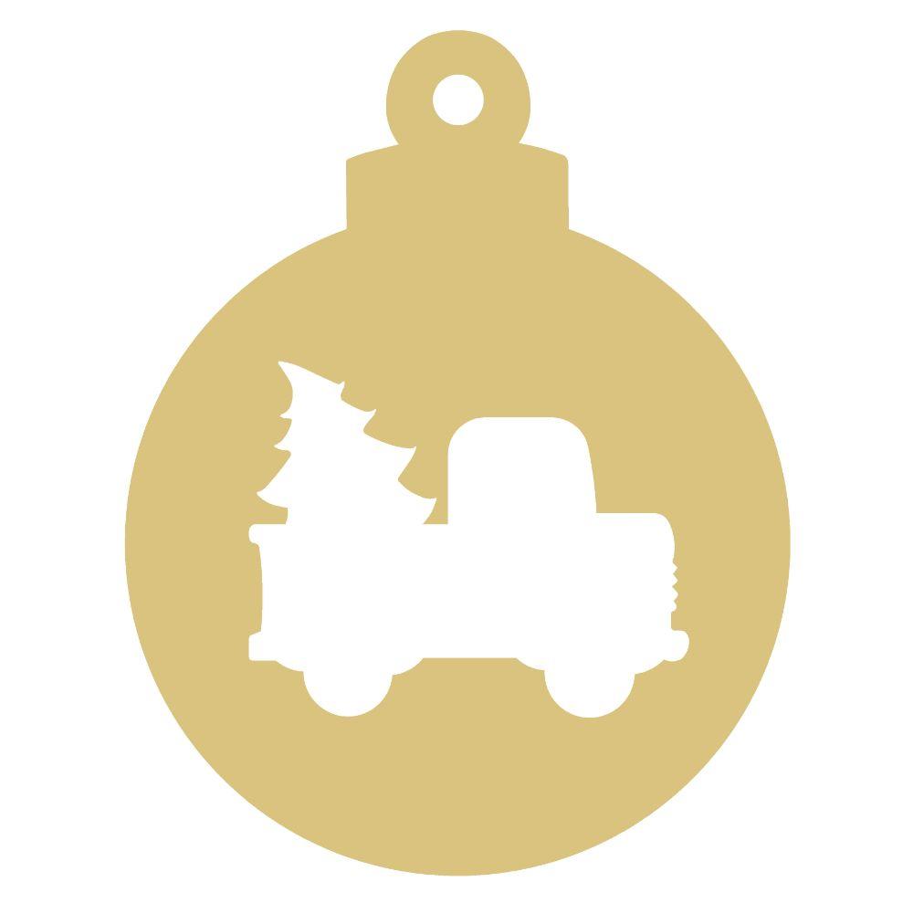 Basic Shape Ornament MDF Cutout Truck With Christmas Tree - Unfinished For DIY