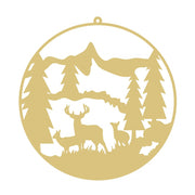 Basic Shape Deer MDF Cutout In Mountain Forest Scene Silhouette - Unfinished For DIY