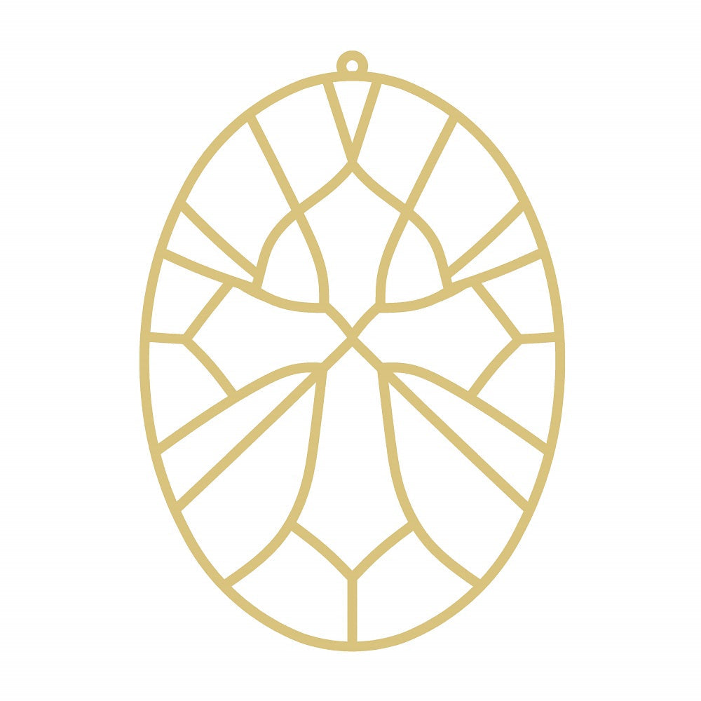 Faux Stained Glass Laser Cut MDF Cutout Oval Cross Mosaic Pattern - Unfinished For DIY
