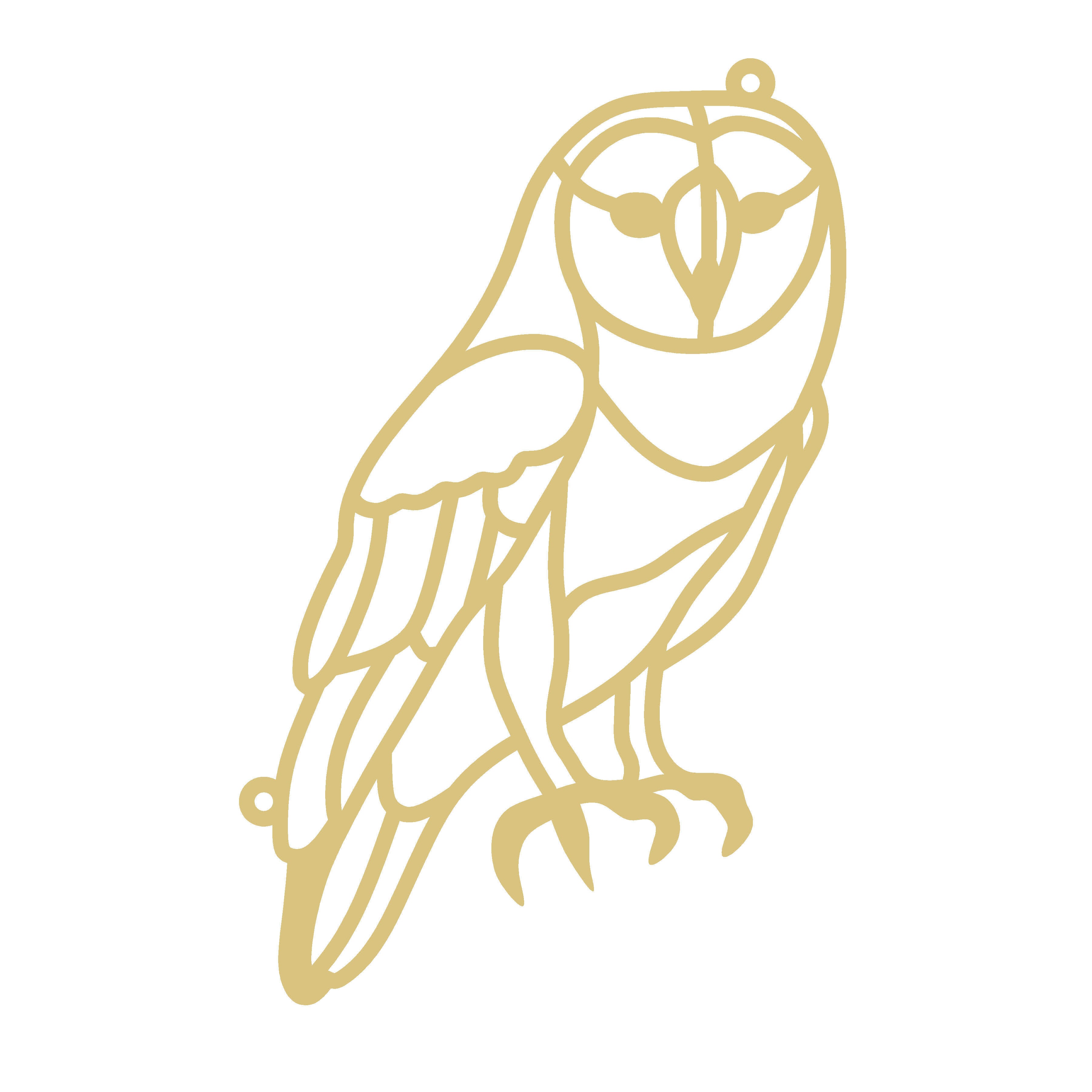 Faux Stained Glass Owl MDF Cutout Perched Silhouette - Unfinished For DIY