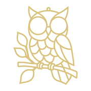 Faux Stained Glass Owl on a Branch  Scene MDF Cutout Frame - Unfinished For DIY