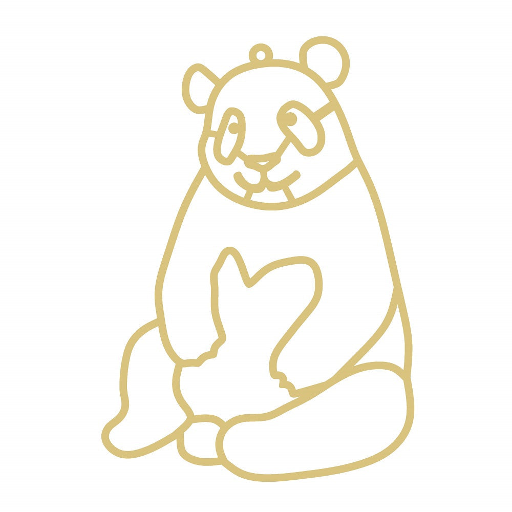 Faux Stained Glass Laser Cut MDF Cutout Panda Sitting With Heart - Unfinished For DIY