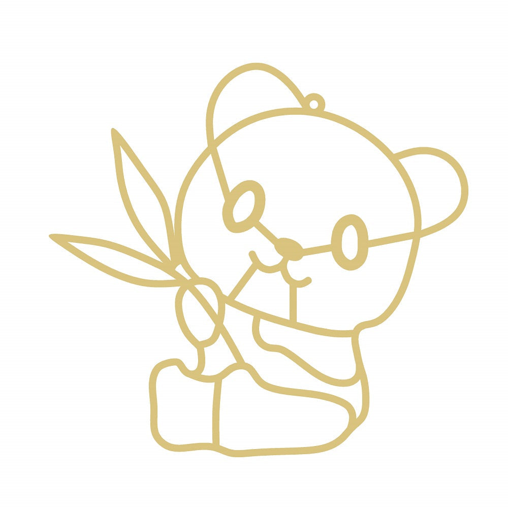 Faux Stained Glass Laser Cut MDF Cutout Panda With Glasses And Bamboo Leaves - Unfinished For DIY