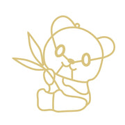 Faux Stained Glass Laser Cut MDF Cutout Panda With Glasses And Bamboo Leaves - Unfinished For DIY