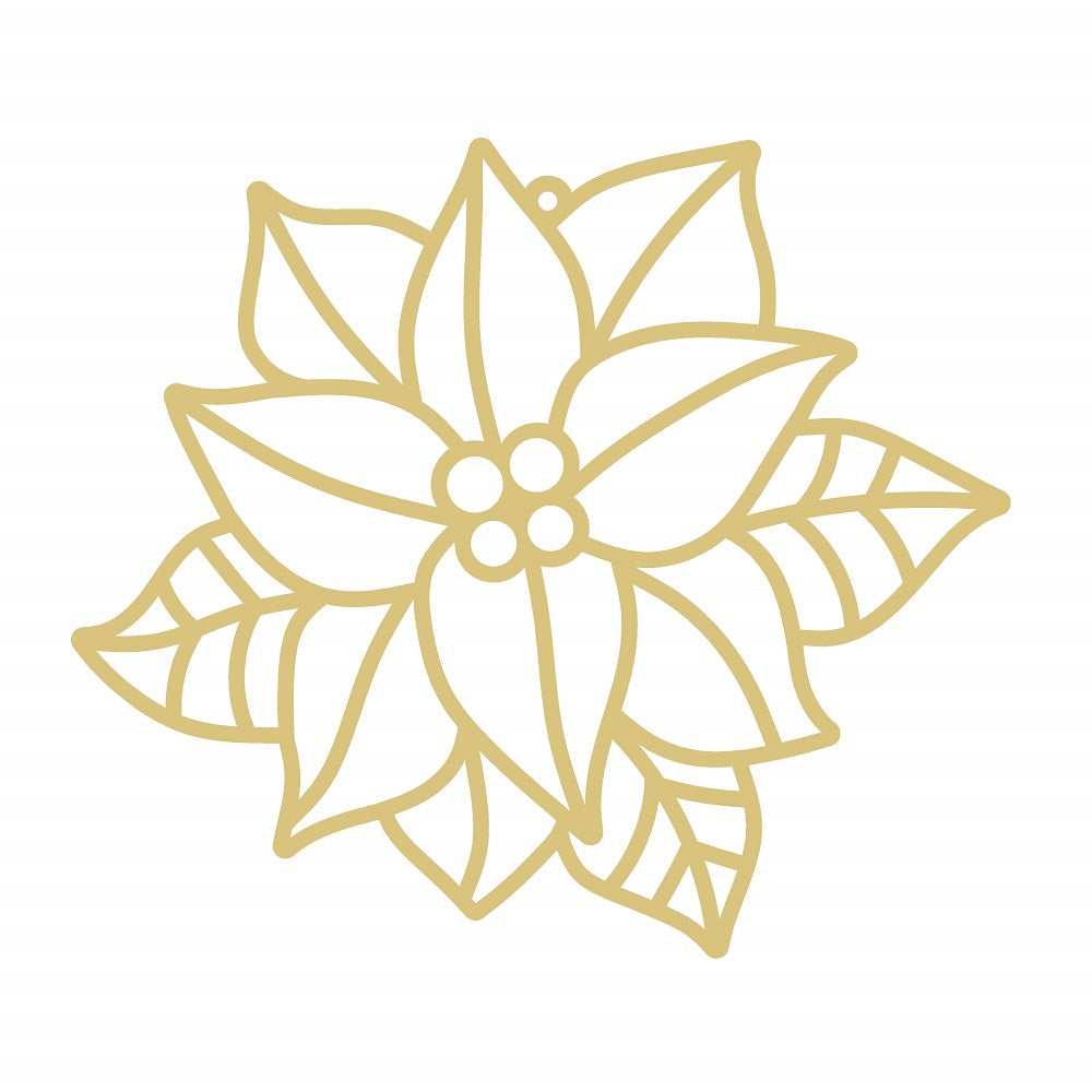Faux Stained Glass Laser Cut MDF Cutout Poinsettia Floral Design - Unfinished For DIY
