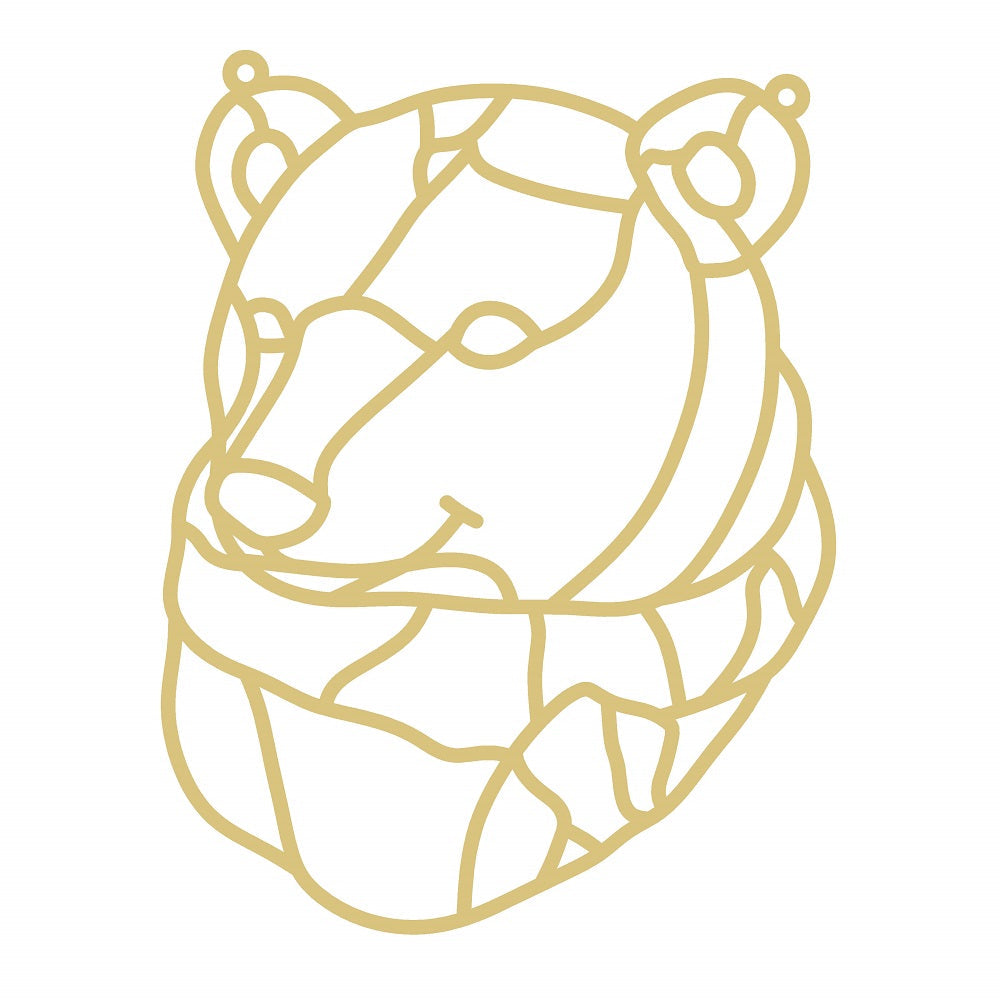 Faux Stained Glass Laser Cut MDF Cutout Polar Bear Geometric Line Art - Unfinished For DIY