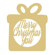 Basic Shape Gift Box MDF Cutout Merry Christmas Yall - Unfinished For DIY