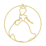 Faux Stained Glass Laser-Cut Round MDF Cutout Princess Silhouette - Unfinished For DIY