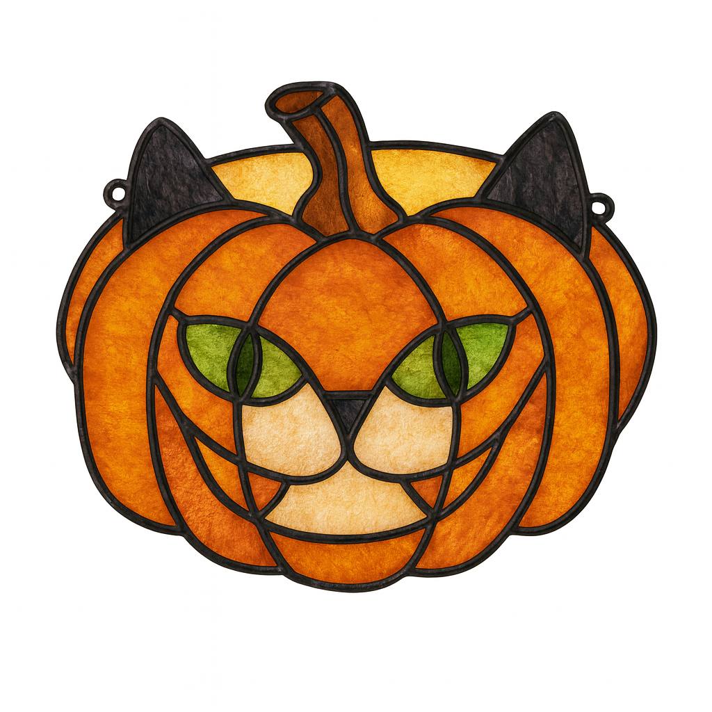 Faux Stained Glass Laser Cut Pumpkin MDF Cutout Pumpkin Silhouette - Unfinished For DIY
