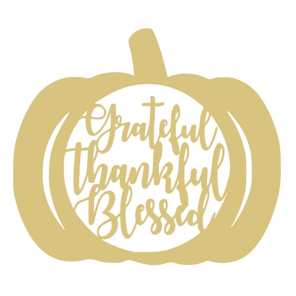 Basic Shape Pumpkin MDF Cutout Grateful Thankful Blessed - Unfinished For DIY