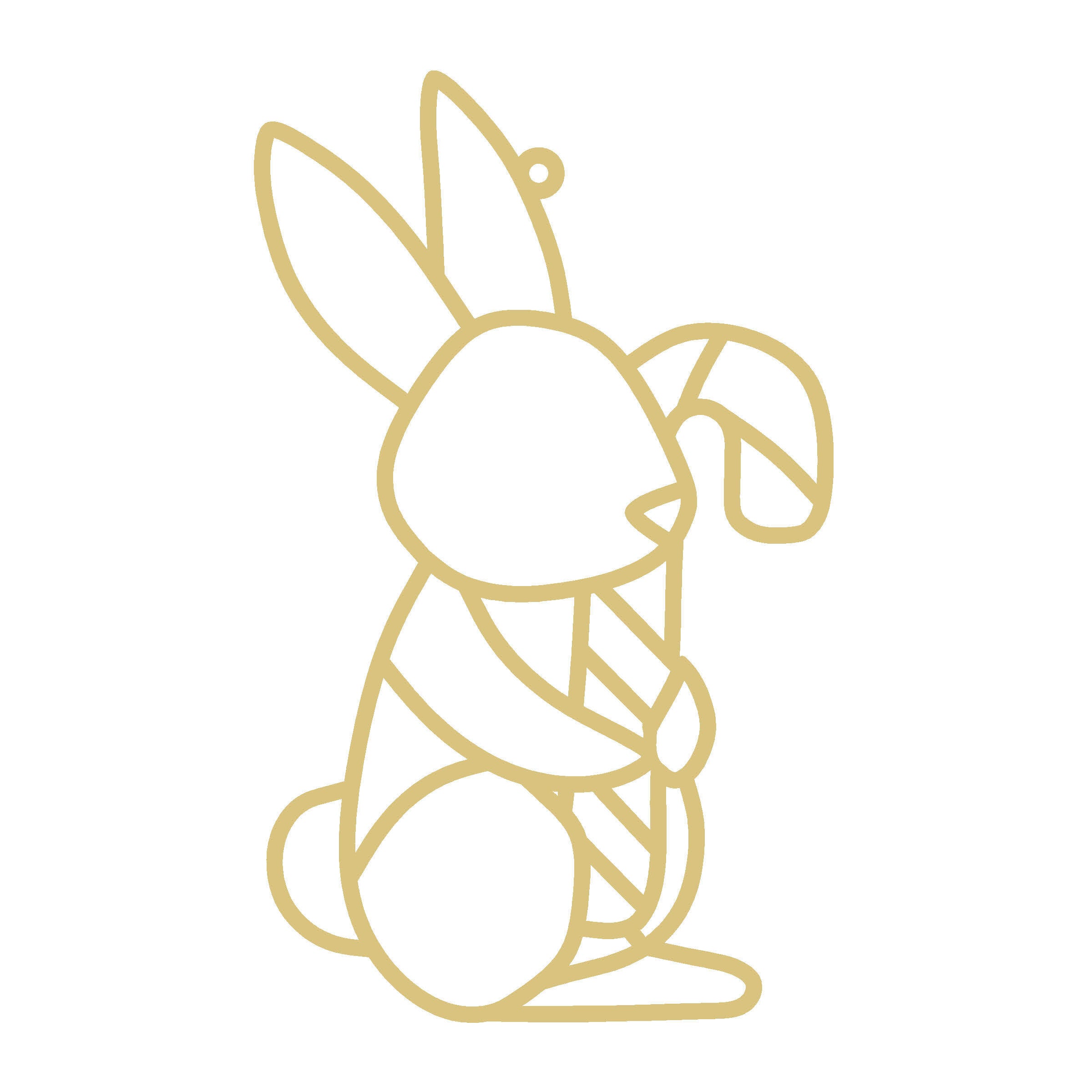 Faux Stained Glass Rabbit MDF Cutout Holding A Candy Cane - Unfinished For DIY