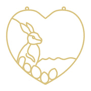 Bunny Heart Faux Stained Glass MDF Cutout Frame - Unfinished For DIY