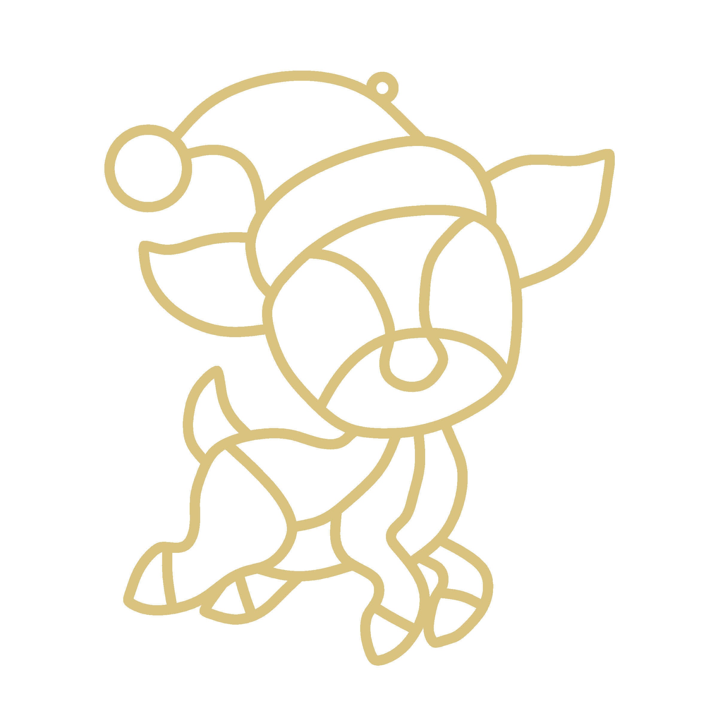 Faux Stained Glass Raindeer Cutout With A Santa Cap - Unfinished For DIY