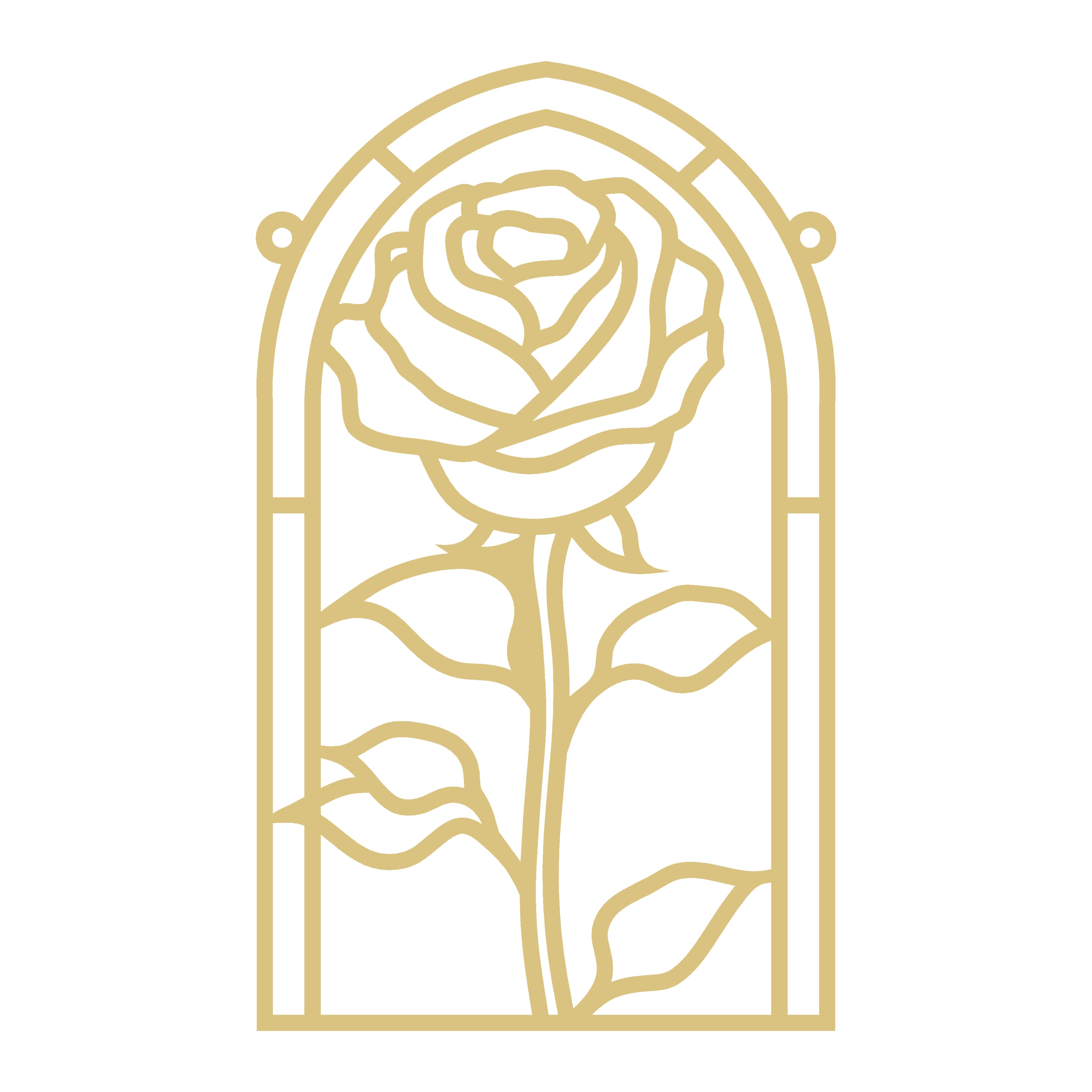 Faux Stained Glass Laser Cut Arch Window MDF Cutout Rose Window - Unfinished For DIY