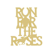 Basic Shape Rectangle MDF Cutout Run For The Roses Word Art With Horse Silhouette - Unfinished For DIY