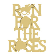 Basic Shape Typography MDF Cutout Run For The Roses Horse Silhouettes - Unfinished For DIY