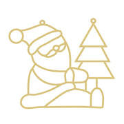 Faux Stained Glass Laser Cut Sitting Santa MDF Cutout With Christmas Tree - Unfinished For DIY