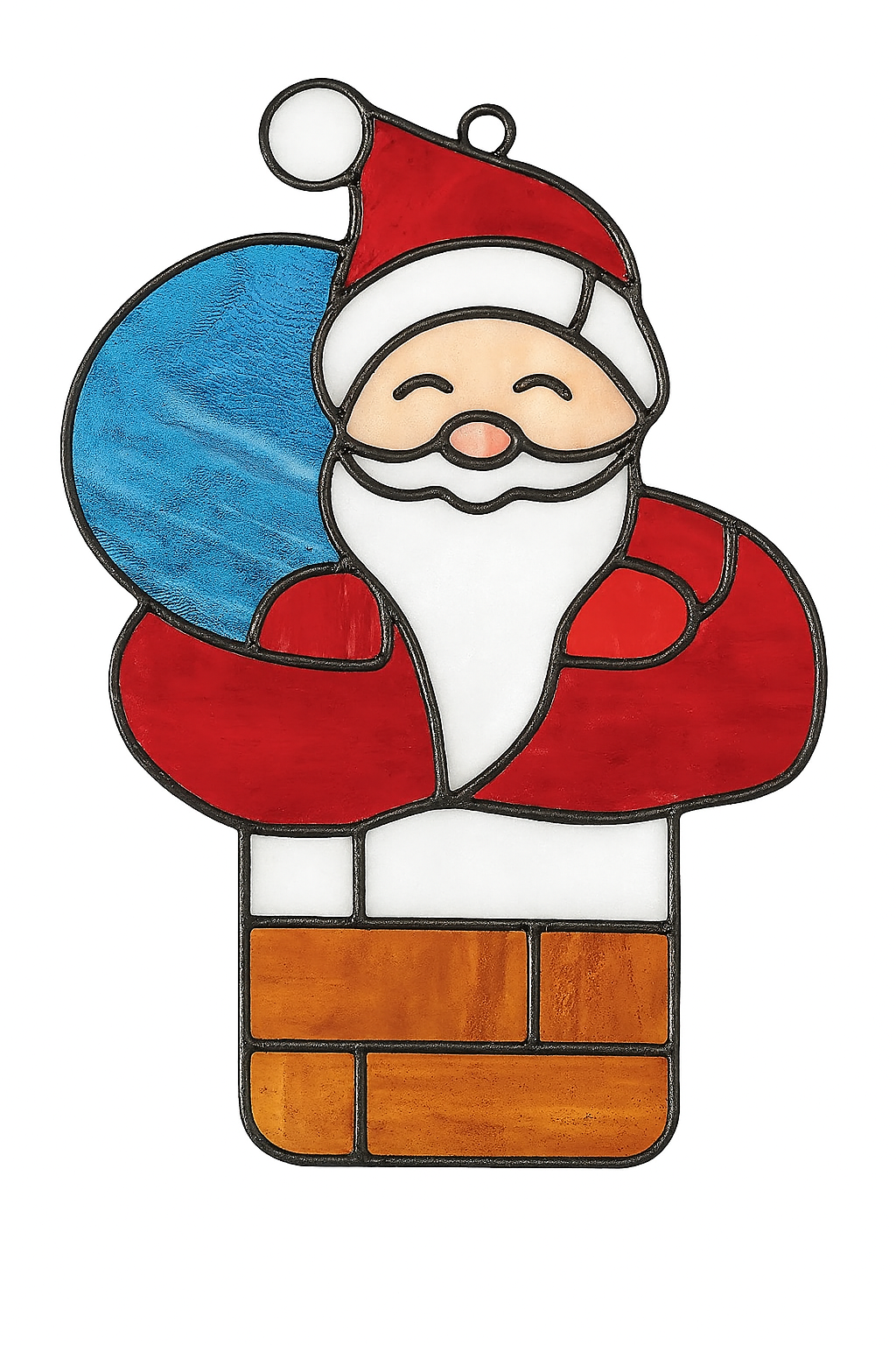 Faux Stained Glass Laser Cut MDF Cutout Silhouette Santa In Chimney - Unfinished For DIY