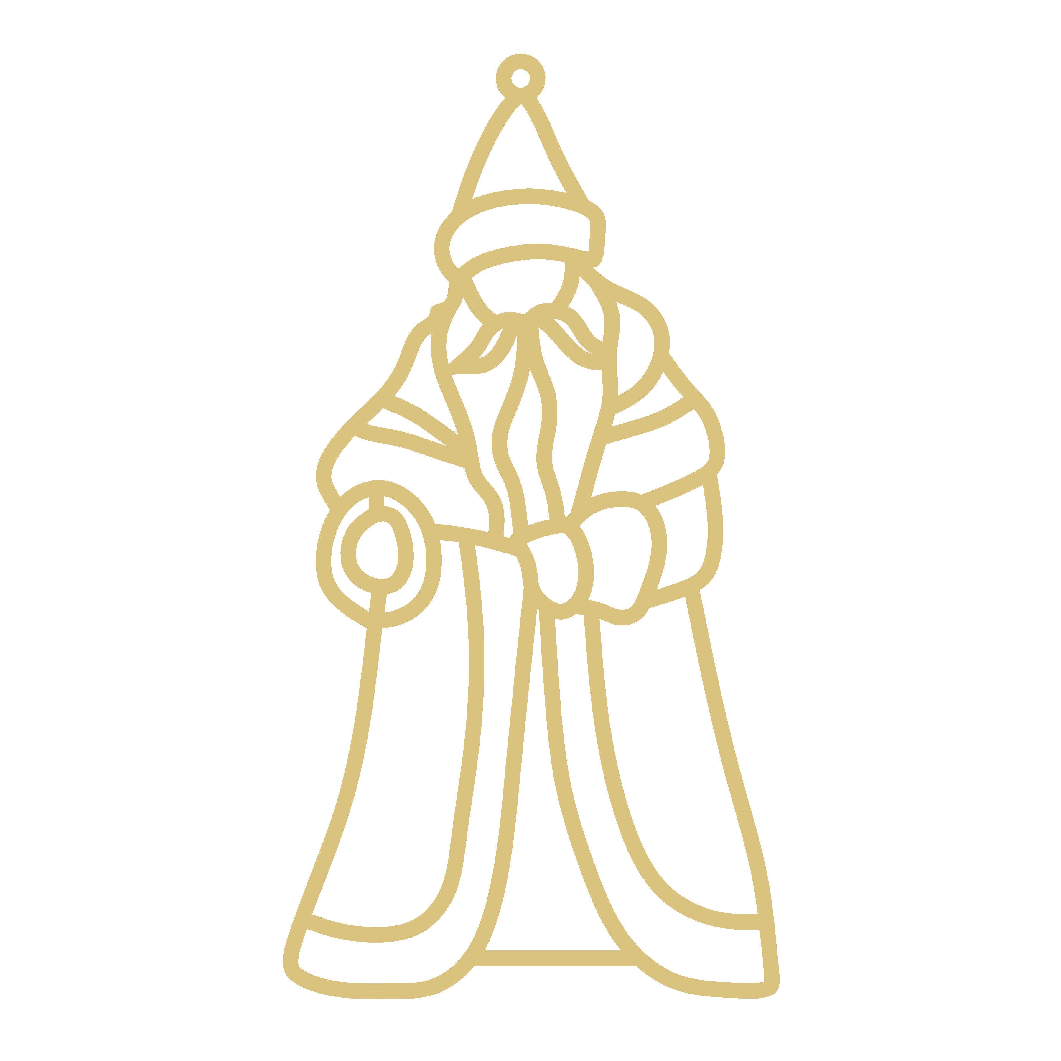 Faux Stained Glass Santa MDF Cutout Santa Silhouette With Cane - Unfinished For DIY