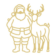 Faux Stained Glass Santa MDF Cutout With Raindeer - Unfinished For DIY