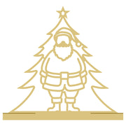 Faux Stained Glass Santa MDF Cutout Inside a Tree - Unfinished For DIY