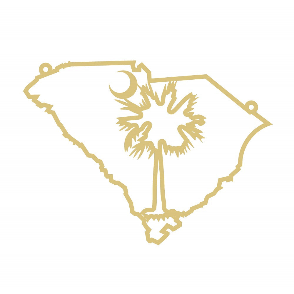Faux Stained Glass Laser Cut MDF Cutout South Carolina State Palm Tree Crescent Moon - Unfinished For DIY