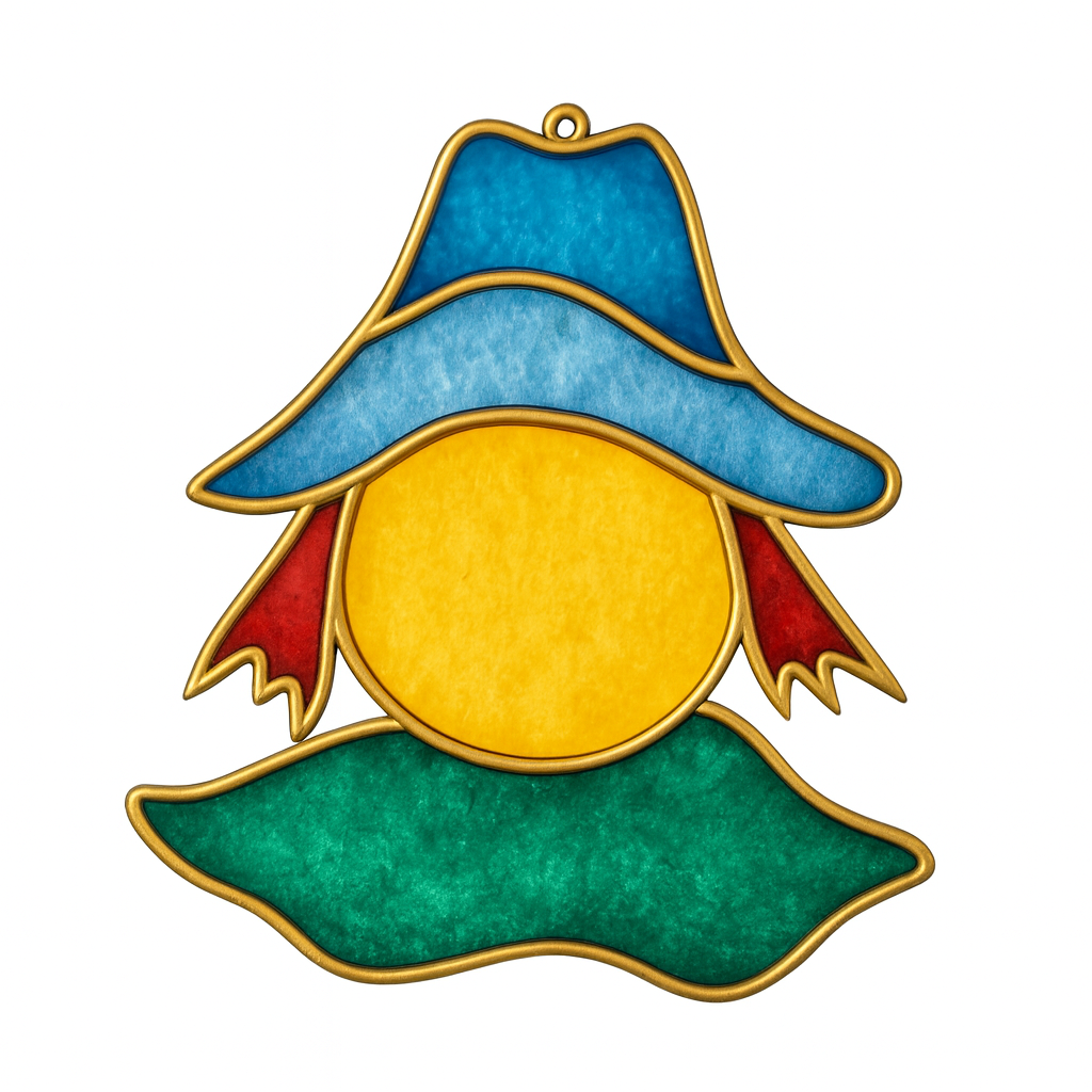 Faux Stained Glass Laser Cut Scarecrow MDF Cutout Autumn Decor - Unfinished For DIY