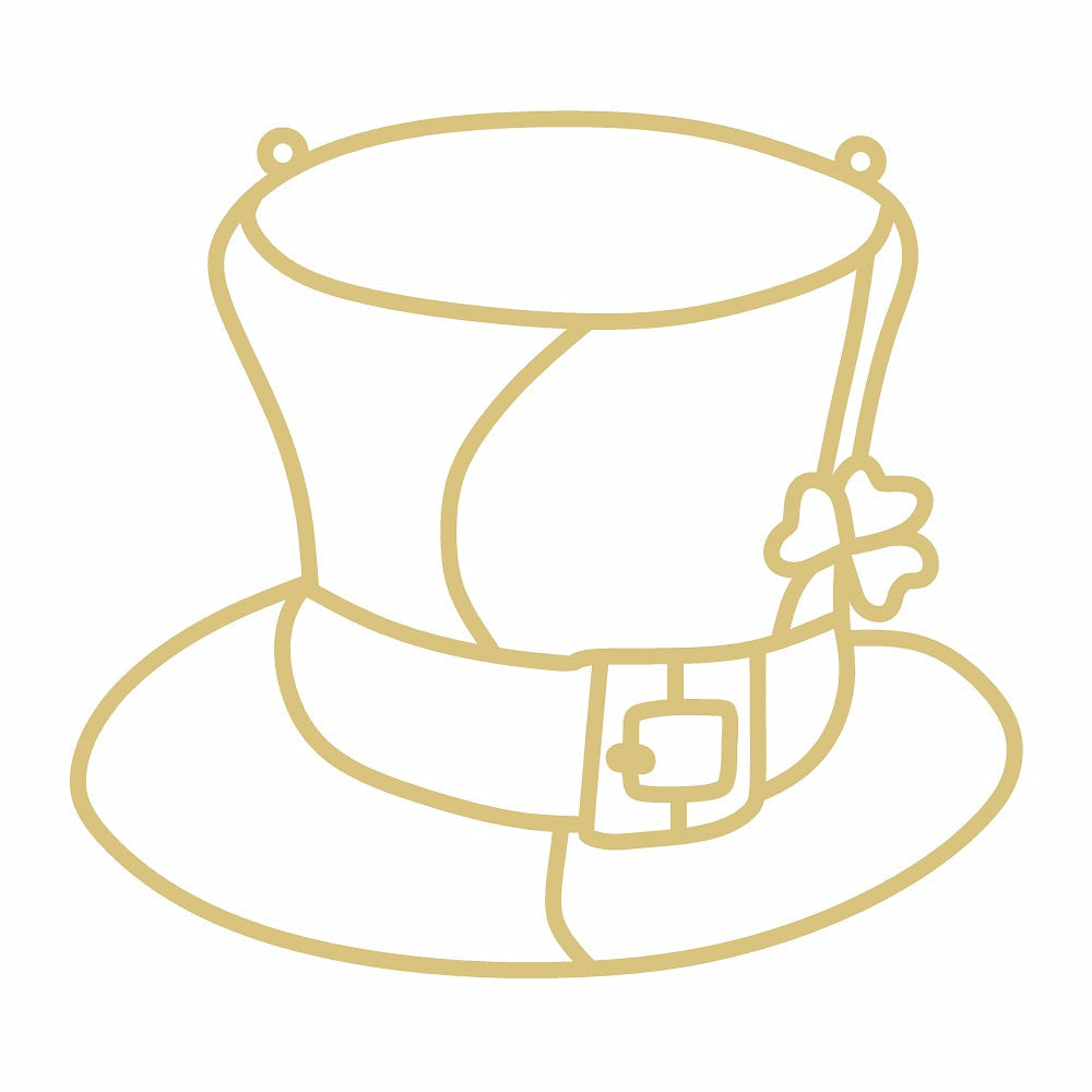 Faux Stained Glass Laser Cut MDF Cutout Top Hat Shamrock - Unfinished For DIY