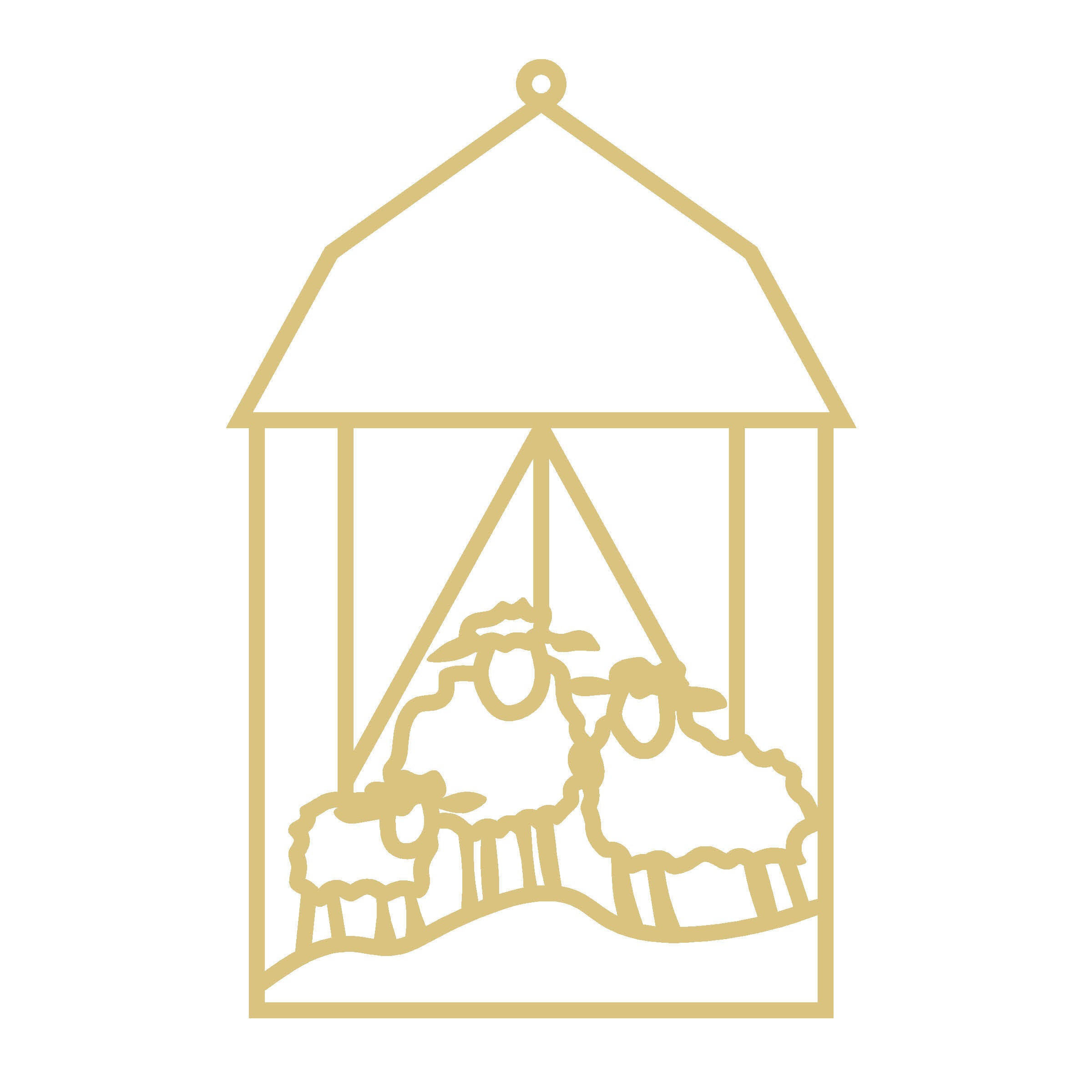 Faux Stained Glass Barn with  Sheep  MDF Cutout Frame - Unfinished For DIY