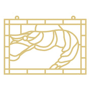 Faux Stained Glass Laser Cut Rectangle MDF Cutout Shrimp Silhouette - Unfinished For DIY