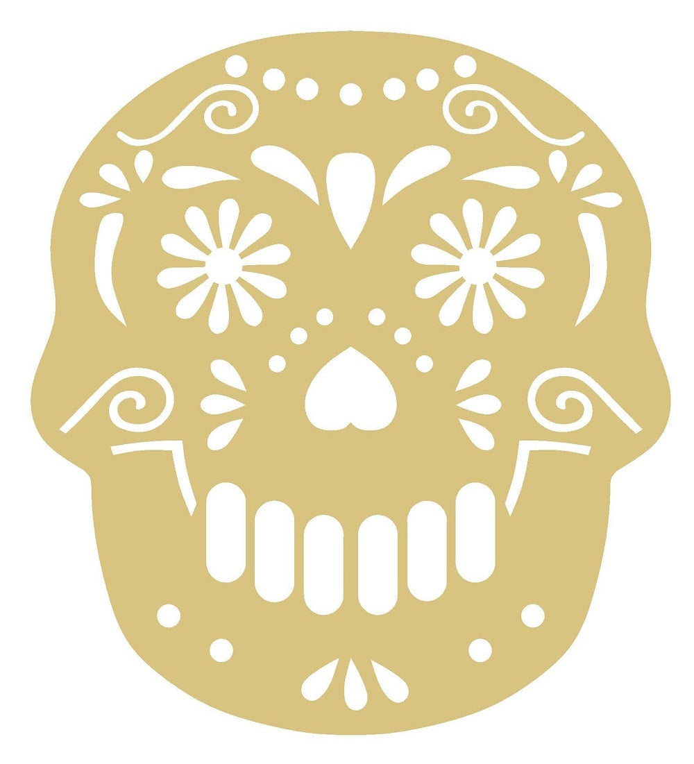 Basic Shape Skull MDF Cutout Floral Sugar Skull Motif - Unfinished For DIY