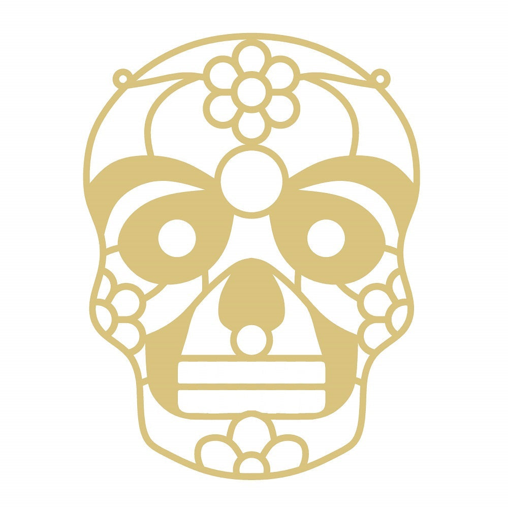 Faux Stained Glass Laser Cut MDF Cutout Skull Floral Sugar Skull Pattern - Unfinished For DIY
