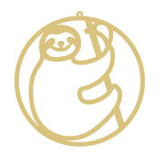 Faux Stained Glass Laser Cut Round MDF Cutout Sloth Silhouette - Unfinished For DIY