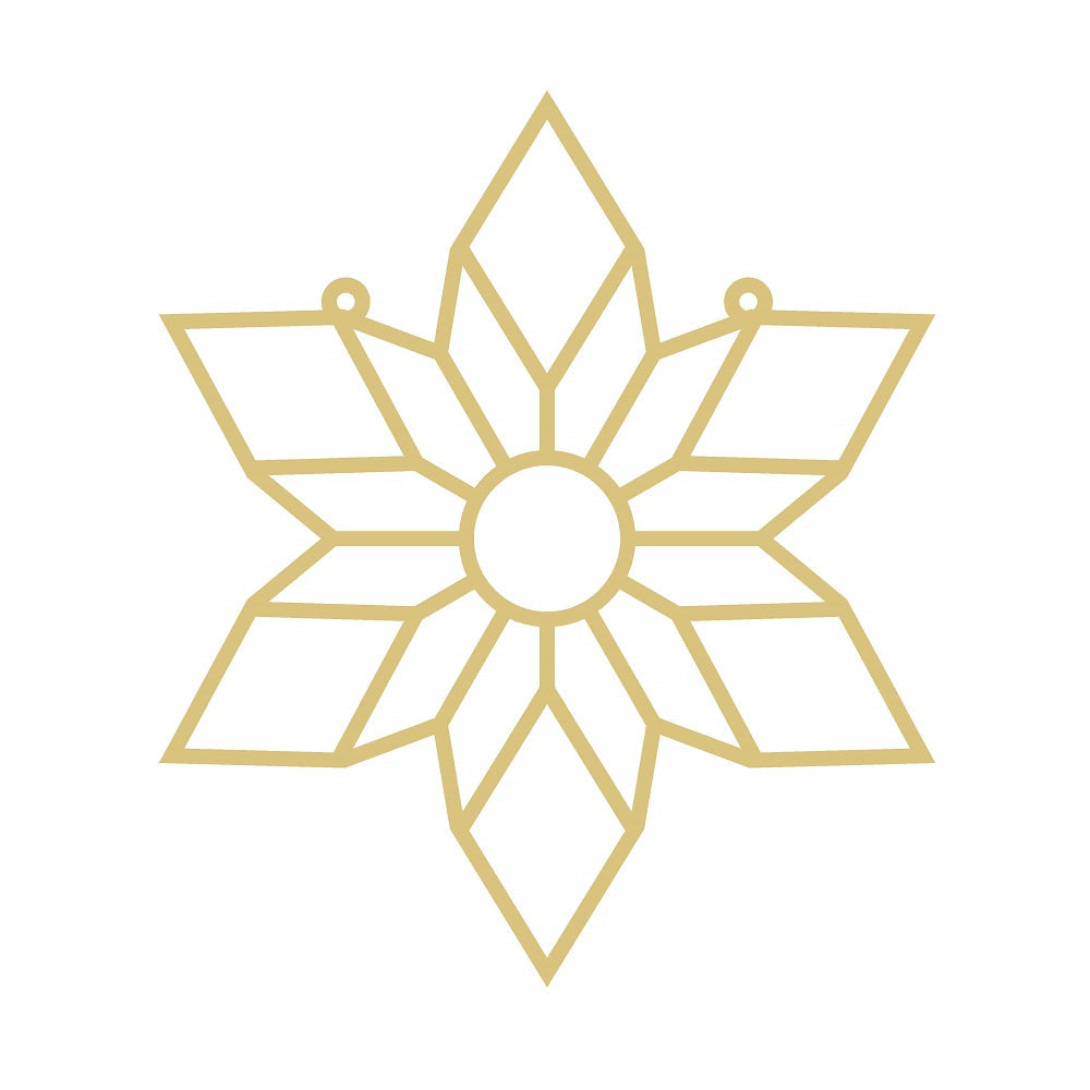 Faux Stained Glass Laser Cut Snowflake MDF Cutout Geometric Eight-Point Pattern - Unfinished For DIY