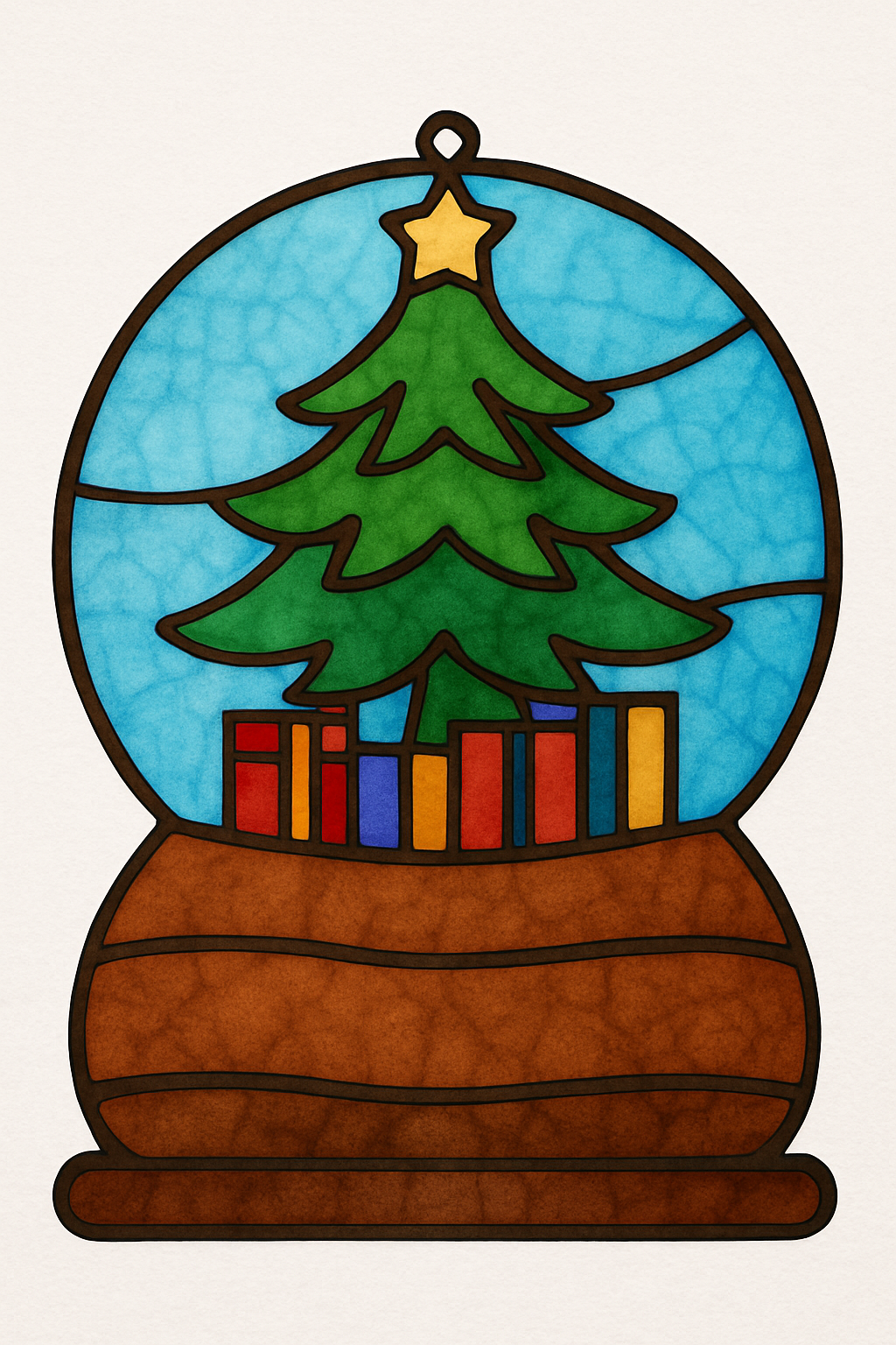 Faux Stained Glass Laser Cut MDF Cutout Snow Globe Christmas Tree Inside - Unfinished For DIY