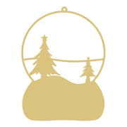 Faux Stained Glass Ornament Cutout Snow Globe With Trees - Unfinished For DIY