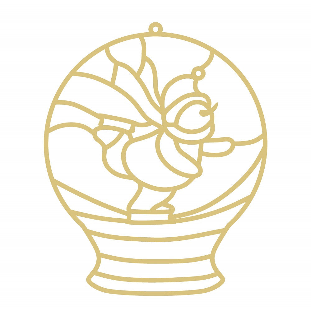 Faux Stained Glass Laser Cut MDF Cutout Snowman In Globe - Unfinished For DIY