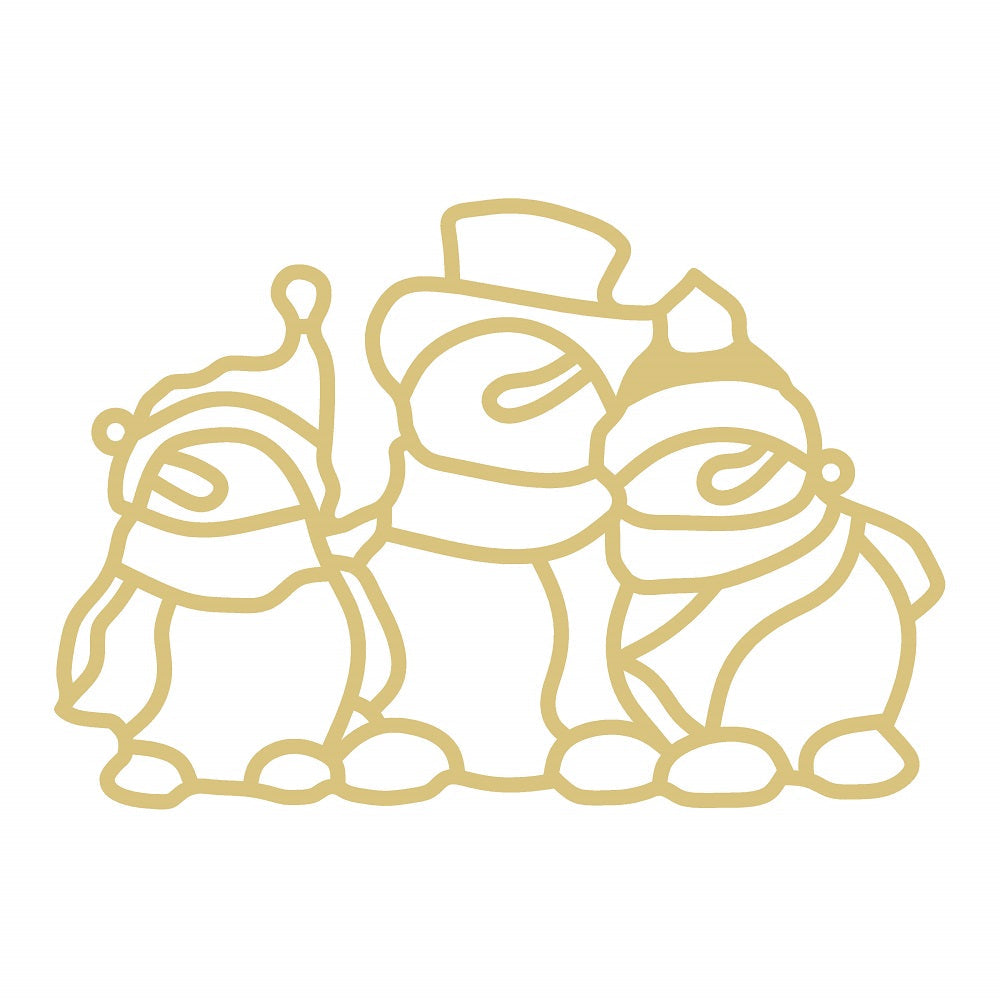 Faux Stained Glass Laser Cut MDF Cutout Snowman Trio Three Snowmen With Top Hats And Scarves - Unfinished For DIY