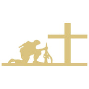 Basic Shape Cross MDF Cutout Kneeling Soldier Silhouette - Unfinished For DIY