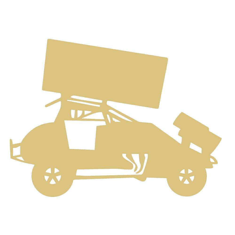 Basic Shape Sprint Car MDF Cutout Winged Silhouette - Unfinished For DIY