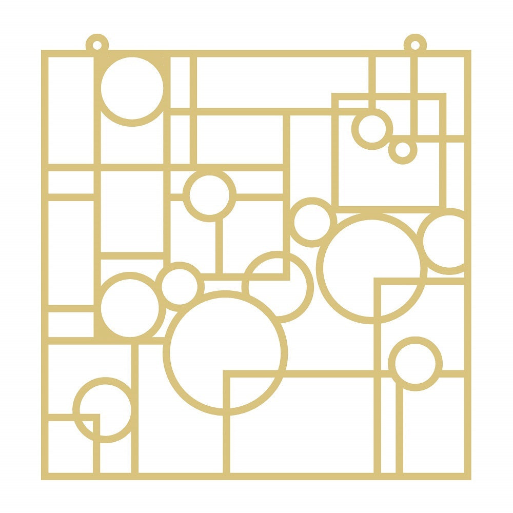 Faux Stained Glass Laser Cut MDF Cutout Square Abstract Geometric Circles And Rectangles - Unfinished For DIY