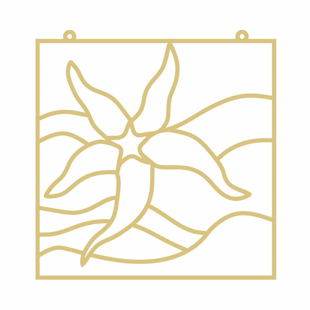 Faux Stained Glass Laser Cut MDF Cutout Starfish Over Ocean Waves - Unfinished For DIY